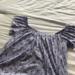 garage blue floral off the shoulder t-shirt